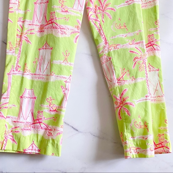 HTF Lilly Pulitzer Y2K VTG Cabana Banana Capri Pants Whimsical Monkey Size 6 - Picture 3 of 8